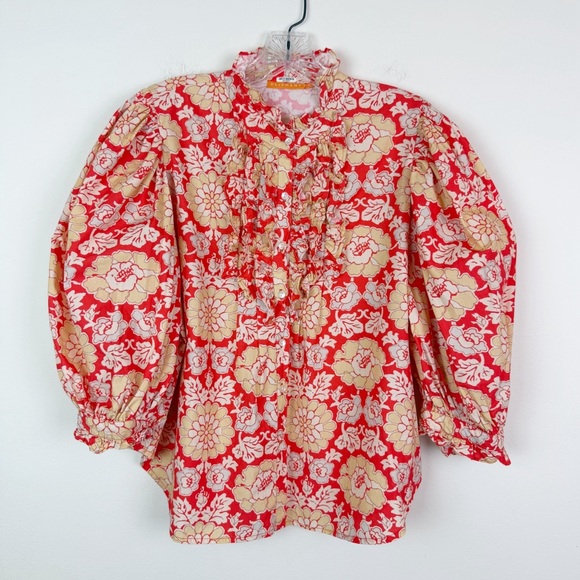 Oliphant Short Sleeve Pintuck Button Down Blouse Size S - Picture 3 of 15